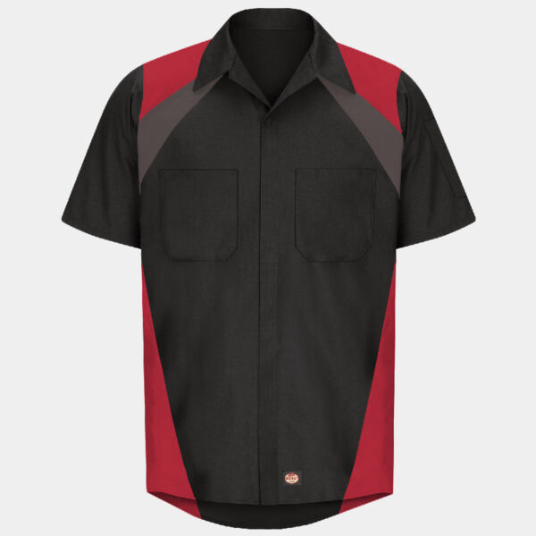Men's Tri-Color Short Sleeve Shop Shirt Thumbnail